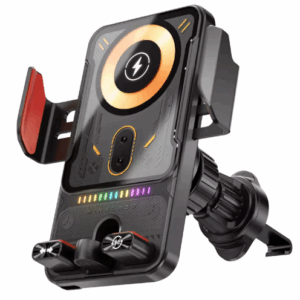 Snjallsímahaldari í bíllin með þráðlausa hleðslu.